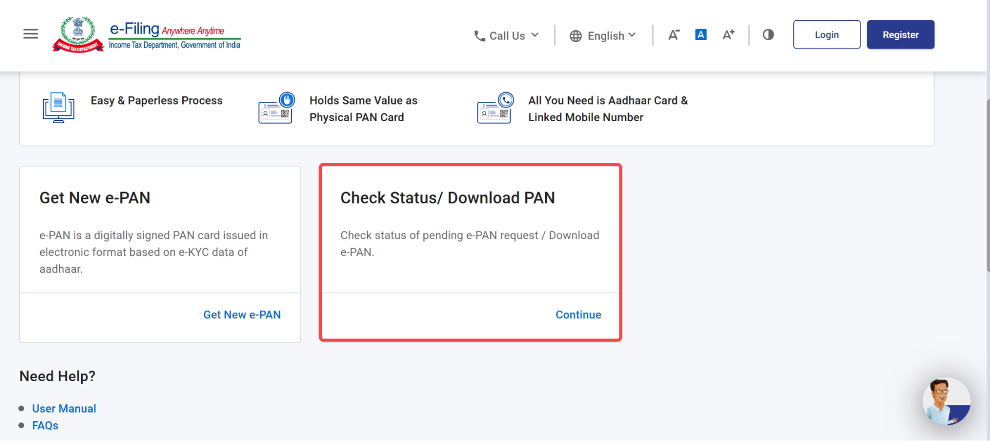 Download e-pan card